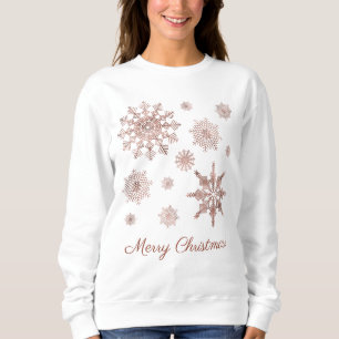 Faux Rose Gold Colour Looking Snowflakes & Text Sweatshirt