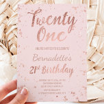 Faux rose gold confetti blush 21st Birthday Invitation<br><div class="desc">Faux rose gold confetti splatters blush pink 21st Birthday A modern 21st Birthday party invitation with modern, original and simple faux rose gold foil invitation with rose gold confetti splatters and hand written style brush typography on a fully customizable pastel blush pink colour background and black at the back ....</div>