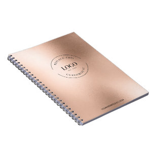 Faux Rose gold custom Logo website Business  Notebook