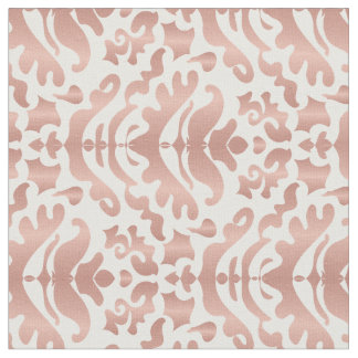 Faux Rose Gold Damask Pattern Fabric
