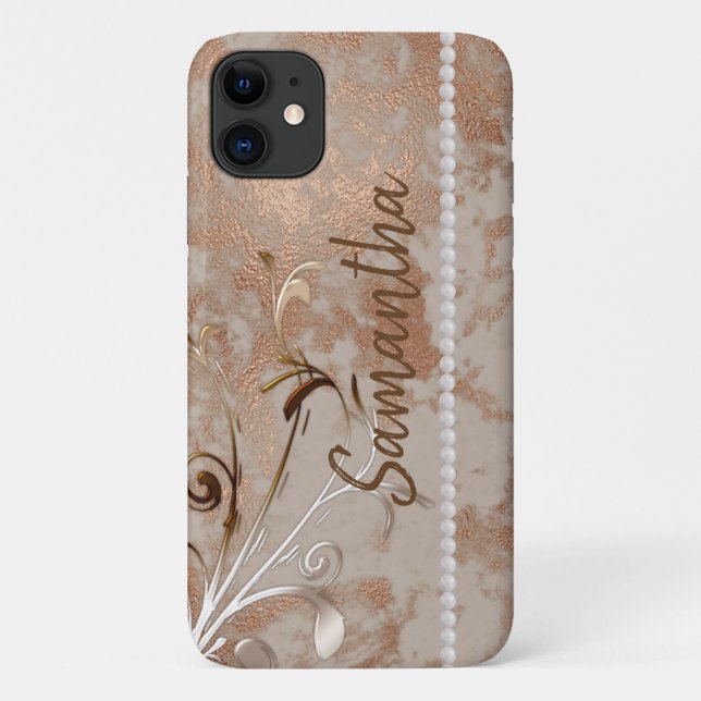 Faux Rose Gold Editable Name iPhone / coque ipad (Dos)