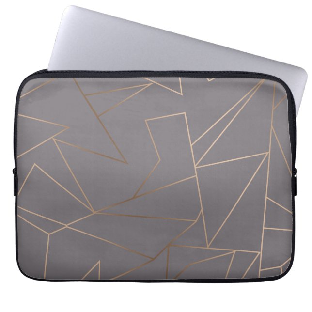 Faux rose gold elegant modern minimalist geometric laptop sleeve (Front)