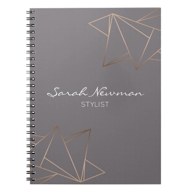 Faux rose gold elegant modern minimalist geometric notebook (Front)