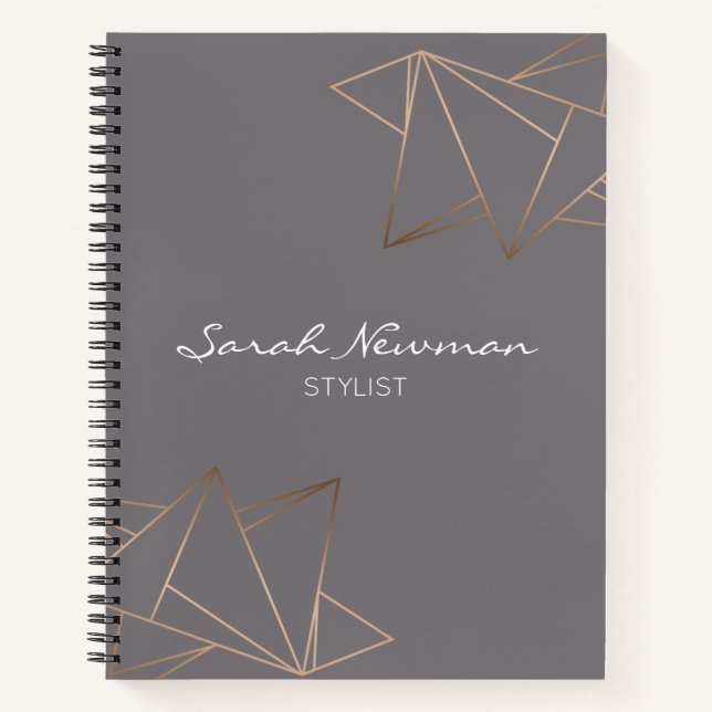 Faux rose gold elegant modern minimalist geometric notebook (Front)