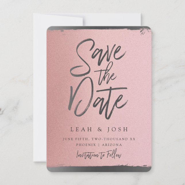 Faux Rose Gold Enregistrer la carte postale Date (Devant)