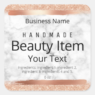 FAUX Rose Gold Foil And Marble Business Labels