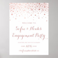 Faux Rose Gold Foil Confetti Engagement Party Sign