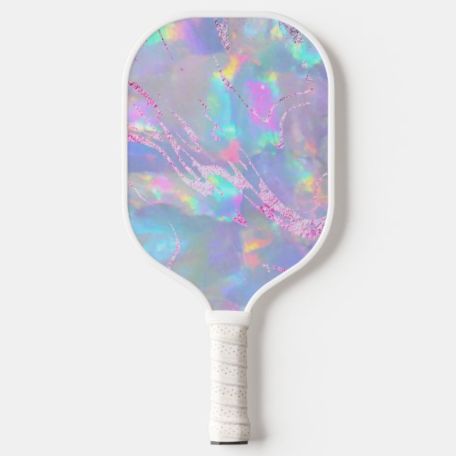 faux rose gold foil effect on opal photo  pickleball paddle (Front)