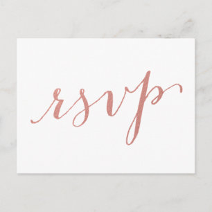 Faux Rose Gold Foil Glamour Wedding RSVP Postcar Invitation Postcard