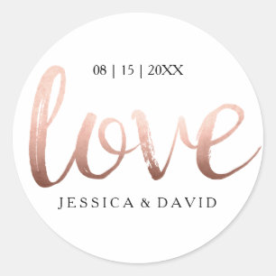 Faux Rose Gold Foil Love Classic Round Sticker