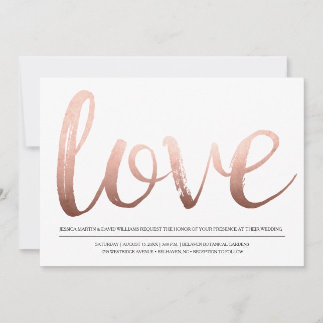 Faux Rose Gold Foil Love Invitation (Front)