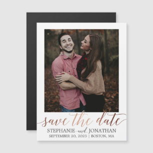 Faux Rose Gold Foil Magnet Réservez la date photo