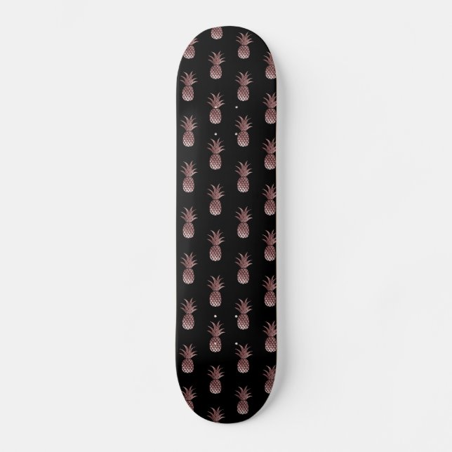 Faux Rose Gold Foil Pineapple Pattern Skateboard (Front)