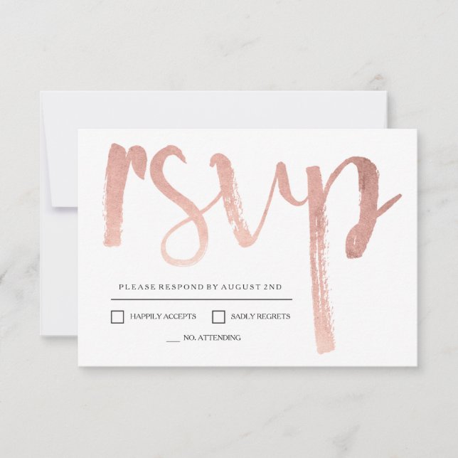 Faux Rose Gold Foil RSVP Card (Front)