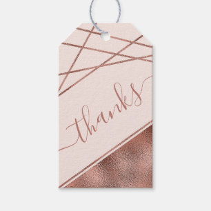 Faux Rose Gold Foil Thank You & Custom Text Gift Tags