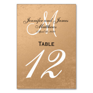 Faux Rose Gold Foil Wedding Table Number Card