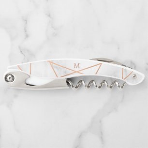 Faux Rose Gold Geometric and Marble Look Corkscrew