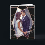 Faux Rose Gold Geometric Lines Photo Thank You<br><div class="desc">These stylish photo thank you cards are perfect for after your wedding. The front of the cards are black with a faux rose gold geometric diamond pattern, and the words "thank you" in trendy white calligraphy. Add your own wedding photo to the centre. The inside is easy to personalize with...</div>