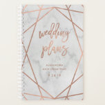 Faux Rose Gold Geometric | Marble Wedding Planner<br><div class="desc">This elegant and trendy wedding planner features modern,  faux rose gold look typography and a geometric design on a marble look background.</div>