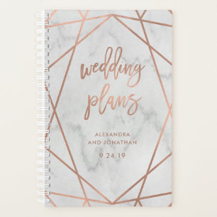 Faux Rose Gold Geometric   Marble Wedding Planner