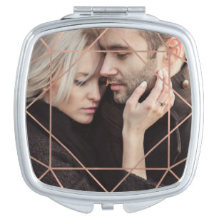 Faux Rose Gold Geometric Overlay with your Photo Mirror For Makeup