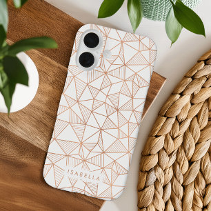 Faux Rose Gold Geometric Triangle Pattern iPhone 16 Case