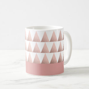 faux rose gold geometric triangles pattern coffee mug