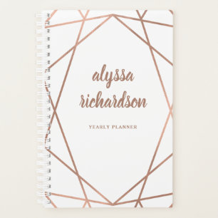 Faux Rose Gold Géométrique moderne en blanc