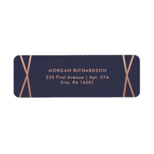 Faux Rose Gold Géométrique sur Midnight Blue