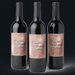 Faux Rose Gold Glitter and Foil 40th Birthday Wine Label<br><div class="desc">Create your own birthday wine labels for her special milestone celebration. You can keep or delete the monogram. You can customize the fancy calligraphy script styles. Faux sparkly rose gold glitter against a coordinating faux shiny brushed metal foil graphic image. All the sparkle and pink shine in this modern girly...</div>