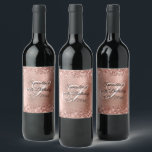 Faux Rose Gold Glitter and Foil 40th Birthday Wine Label<br><div class="desc">Create your own birthday wine labels for her special milestone celebration. You can keep or delete the monogram. You can customize the fancy calligraphy script styles. Faux sparkly rose gold glitter against a coordinating faux shiny brushed metal foil graphic image. All the sparkle and pink shine in this modern girly...</div>