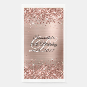 Faux Rose Gold Glitter and Foil 80th Birthday Napkin
