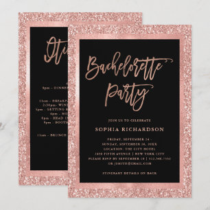Faux Rose Gold Glitter Bachelorette Party Invitation