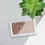 Faux Rose Gold Glitter Blush Business Card Case<br><div class="desc">Add your initials to this faux and fabulous rose gold glitter and blush leather look Business Card Case. You won't suffer glittery finger syndrome as it's a visual effect and printed flat.</div>