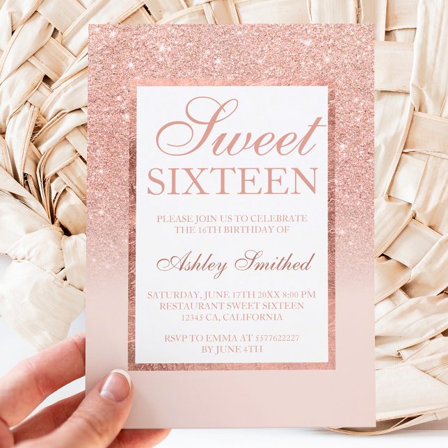 Faux rose gold glitter elegant budget Sweet 16 (Creator Uploaded)