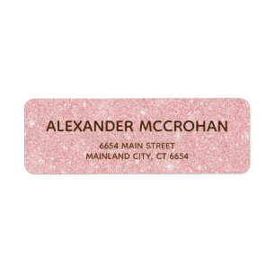 Faux Rose Gold Glitter Foil Pink Return Address