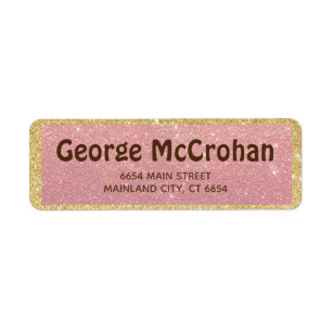 Faux Rose Gold Glitter Foil Pink Return Address