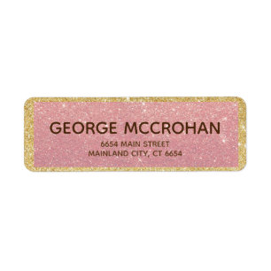 Faux Rose Gold Glitter Foil Pink Return Address