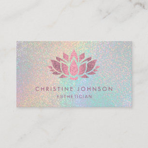 faux rose gold glitter lotus flower aesthetician business card