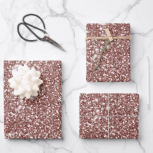 Faux Rose Gold Glitter Texture Look-like Design Wrapping Paper Sheet