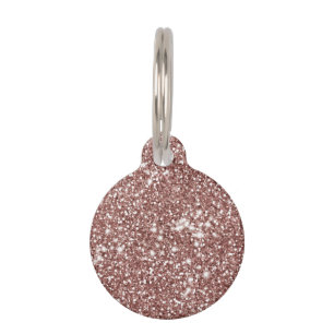 Faux Rose Gold Glitter Texture Look & Pet's Info Pet Tag