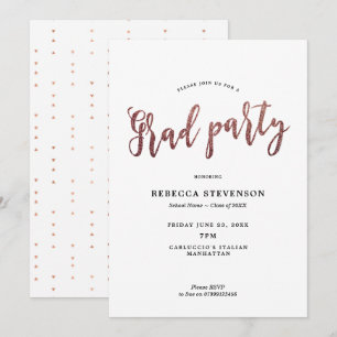 faux rose gold graduation party invitation