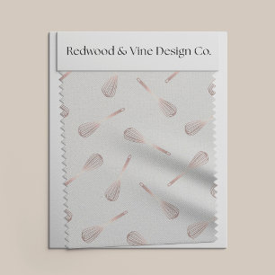 Faux Rose Gold & Grey Kitchen Whisk Pattern Fabric