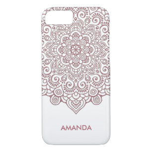 Faux Rose Gold Intricate Lace Mandala white Case-Mate iPhone Case