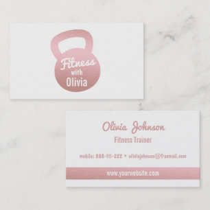 Faux Rose Gold Kettlebell Fitness Personal Trainer Business Card