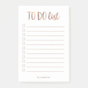 Faux Rose Gold   Lined Personalized To Do List Post-it Notes
