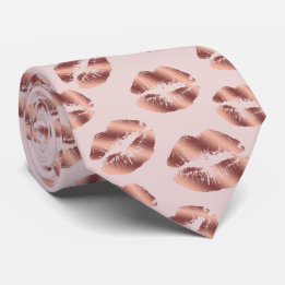 Faux Rose Gold Lips Motif Funny Cravate