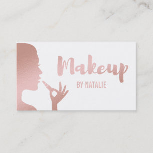 Faux Rose Gold Lipstick Makeup Business Card