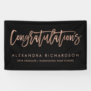Faux Rose Gold Look Congratulations   Graduate Banner