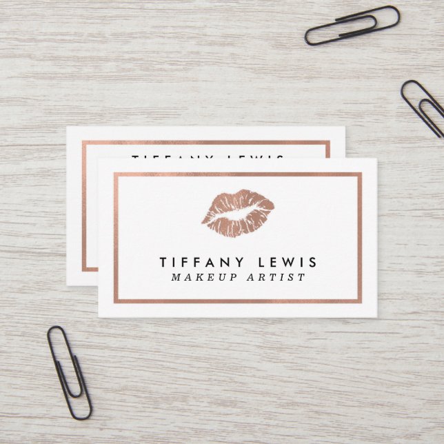 Faux Rose Gold Makeup Artist Business Cards (Front/Back In Situ)